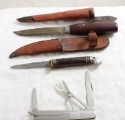 3 Knives- 1 Folding C Bertram German Hen & Rooster