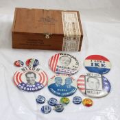 Cuesta Ray Wood Cigar Box, Vintage Political Pins
