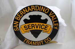 San Bernardino Valley Transit Co Porcelain Sign