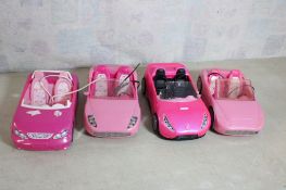 4 Pink Barbie Doll Convertibles