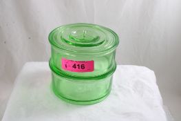 Uranium Glass Round Stacking Refrigerator Jar