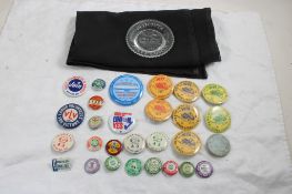 Plymouth Mayflower Ashtray, Labor Union Pinbacks
