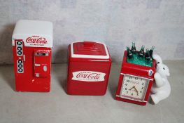 2 Coke Cookie Jars & Coke Alarm Clock Working