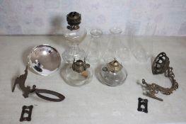 Box Lot of Antique Oil Lamps and parts