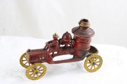 Cast Iron Fire Pumper Truck with Driver 6.5