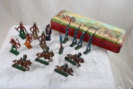 15 Lead Soldiers, Indians & Lincoln Log Figures