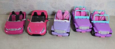 5 Barbie Doll Jeeps & Convertibles