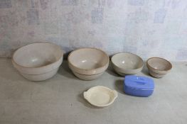 4 Shoulder Bowls, Hall Refrigerator Jar, & McCoy