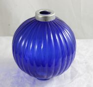 Cobalt Blue Ribbed Lightning Rod Ball