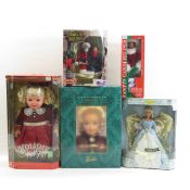 5 Mattel Christmas Themed Boxed Barbie Dolls