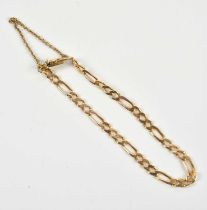 A yellow metal flat link bracelet, stamped '14K', length approximately 17cm, approx 7.3g.