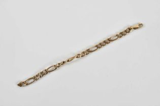 A yellow metal flat link bracelet, length 19cm, approximate weight 8.8g.