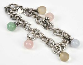 TIFFANY & CO; a sterling silver bracelet set with six hardstones, length 18cm, approx 47.4g.