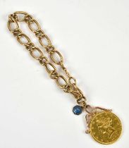 An American gold ten dollar coin, dated 1906, with a yellow metal mount, suspended on a 9ct gold