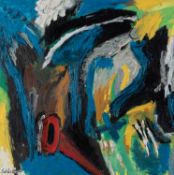Gil Schlesinger (25. März 1931 - 25. März 2024) Rote Trompete, 1997, Öl auf Leinwand