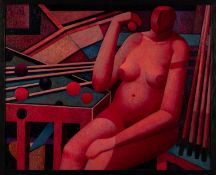 Gerhard Kurt Müller (1. Oktober - 16. Oktober 2019) Kleines Billard, 2008, Öl auf Leinwand