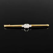 Diamant Stabbrosche, 585/14k Weiß- und Gelbgold (punziert), Gesamtgewicht 3,88g, mittig Diamant um 