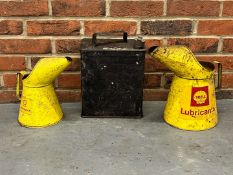 Two Shell Lubricants Oil Pourers and Pratts Two Gallon Fuel Can (3)