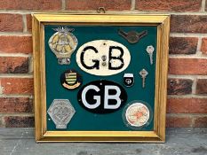 Framed Set of Vintage Car Badges