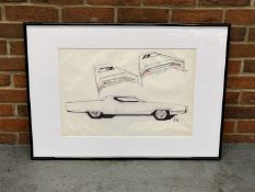 Albert McNea Original Framed Concept Art Work of a 1971 Mercury