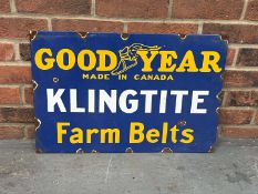 Goodyear Klingtite Farm Belts Enamel Sign
