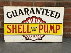 Shell From The Pump Guaranteed Enamel Flange Sign