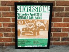 Original Framed Silverstone Vintage Car Races Poster &nbsp;