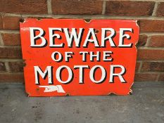 Beware of The Motor Enamel Sign