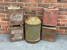 Castrol 5 Gallon Oil Drum and 4 Two Gallon Fuel Cans (5)
