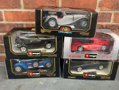 Five Boxed Burago Model Cars