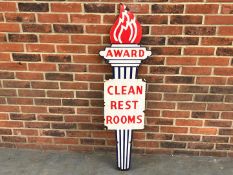 Award Clean Rest Rooms Enamel Sign