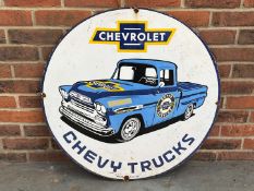 Chevrolet “Chevy Trucks” Circular Enamel Sign