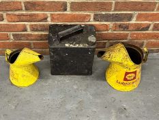 Two Shell Lubricants Oil Pourers and Pratts Two Gallon Fuel Can (3)
