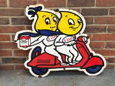 Mr and Mrs Drip On a Scooter Enamel Sign