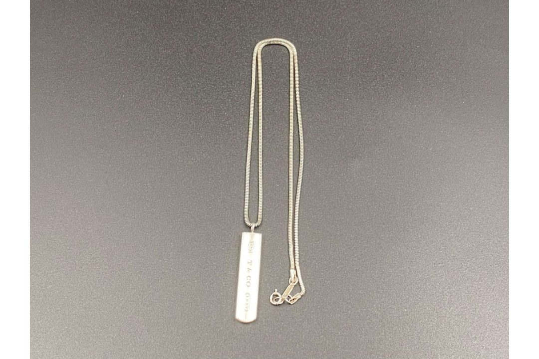 TIFFANY & CO, .925 silver “1837”ingot pendent and snake link necklace.&nbsp; - Image 3 of 4
