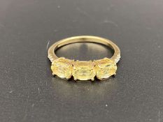 A Lemon Quartz and Diamond set, 9ct gold ring,