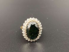 A large Sapphire & Diamond 9ct gold ring