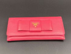 PRADA, a Saffiano, pink leather, ribbon purse,