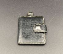 MONT BLANC, stitched black leather luggage label,