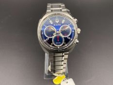 BULOVA, CURV, a stainless steel, 262 kHz, electronic chronograph wristwatch, 96A185, 19923588,...