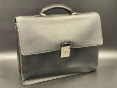 LOUIS VUITTON, Robusto, black leather and brushed metal finish briefcase.