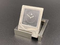 GUCCI, a chromed quartz alarm clock, Ref 0830, No2439