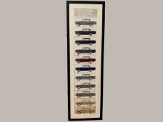 MERCEDES-BENZ, a framed late 1950's/ early 1960's paint colour chart