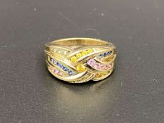 A multi Sapphire 9ct gold ring