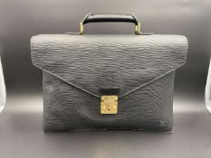 LOUIS VUITTON, Serviet Conseie Epi, stitched black leather briefcase,