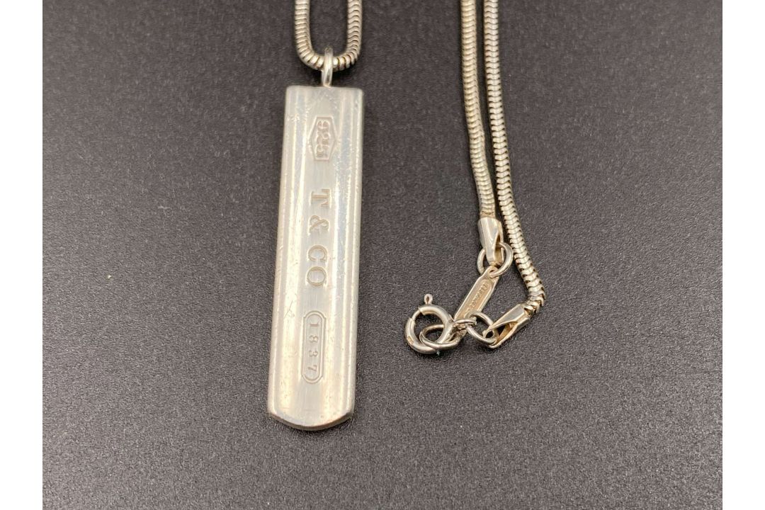 TIFFANY & CO, .925 silver “1837”ingot pendent and snake link necklace.&nbsp; - Image 4 of 4