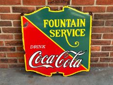 Coca Cola Fountain Service Enamel Sign