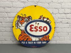 Esso “Put a Tiger In Your Tank” Circular Enamel Sign