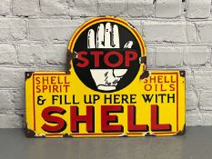 Stop “Fill up With Shell” Enamel Sign