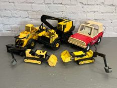 Five Tin Plate Play Worn Tonka Trucks